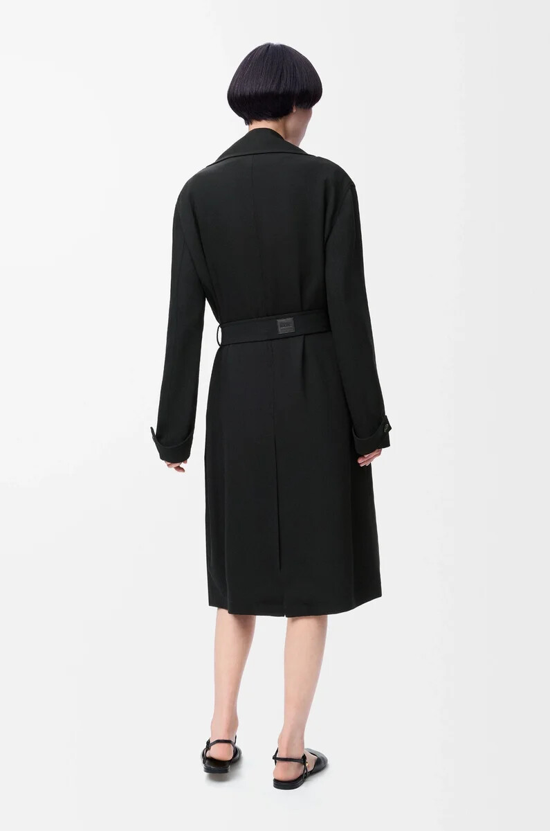 trench-coat en viscose stretch noir