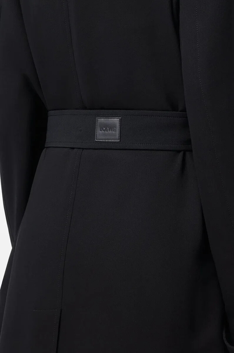 trench-coat en viscose stretch noir