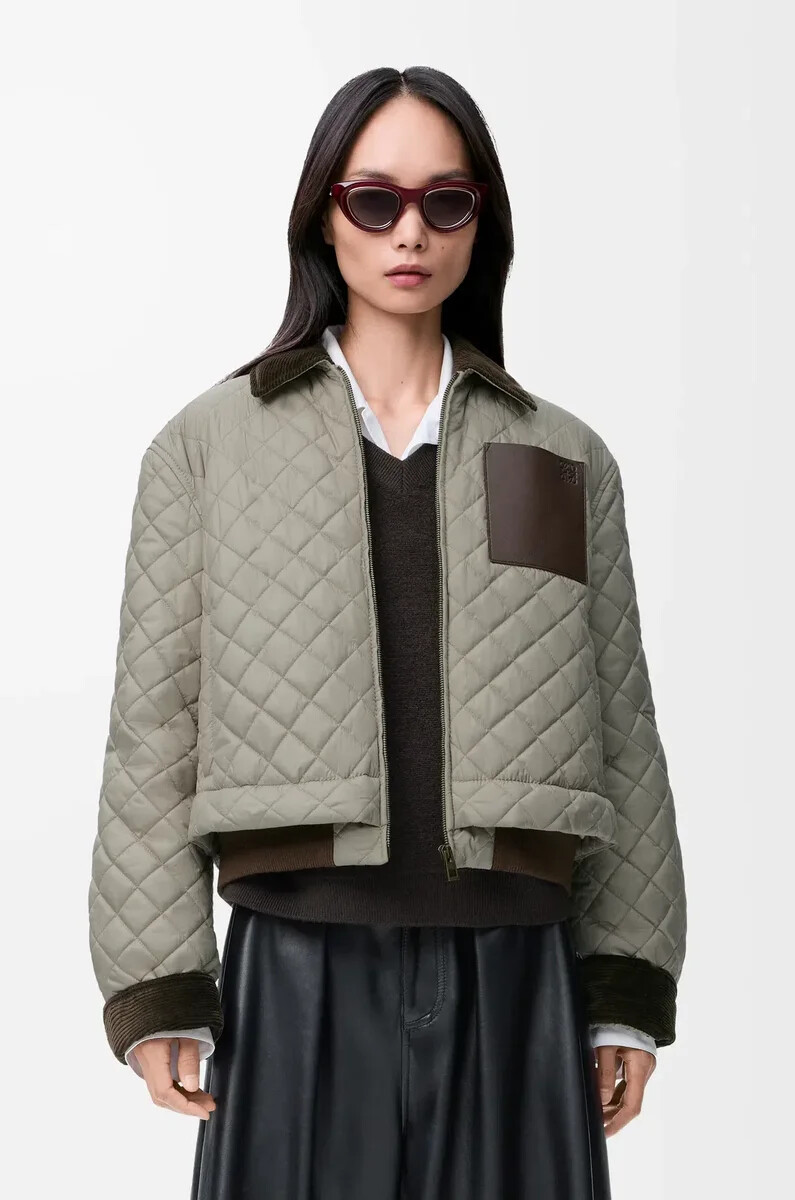 veste courte en tissu technique gris moyen