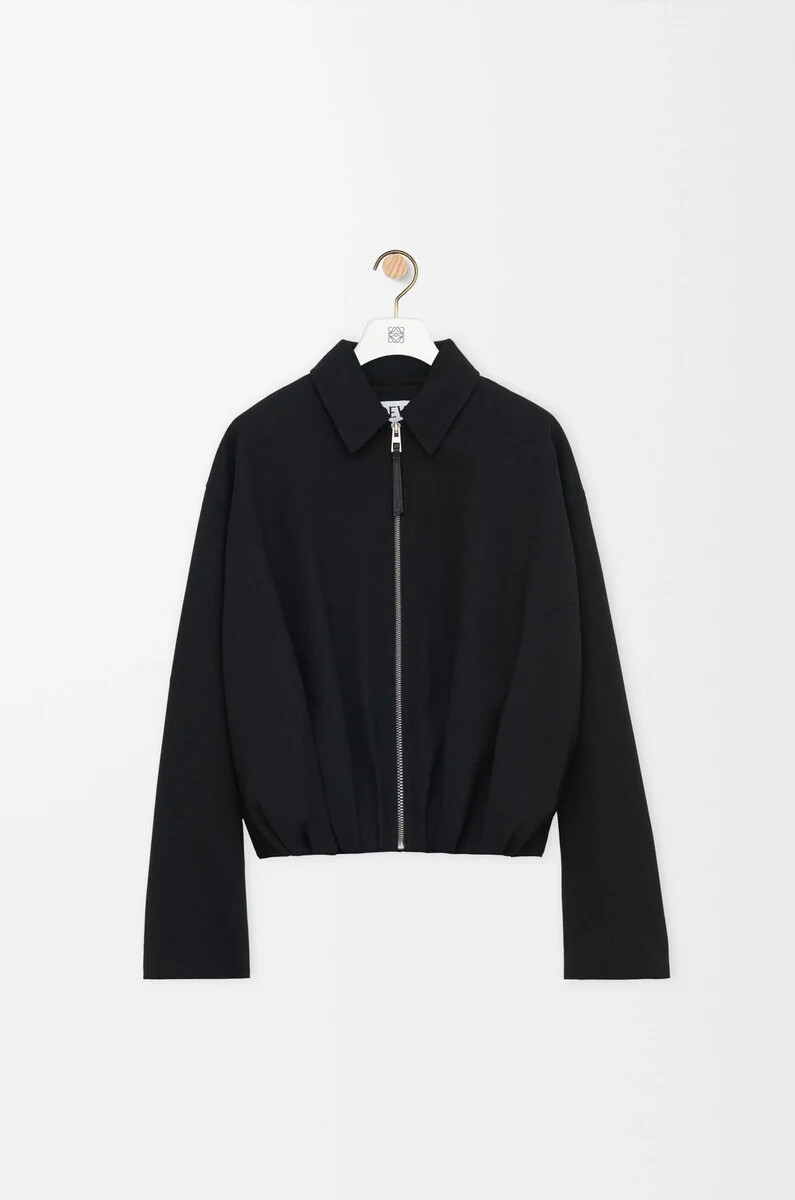 veste drapée en laine noire