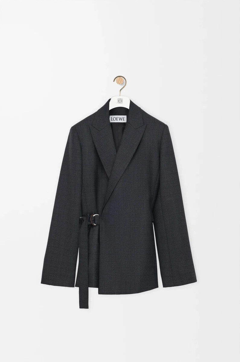 veste drapée en laine gris foncé