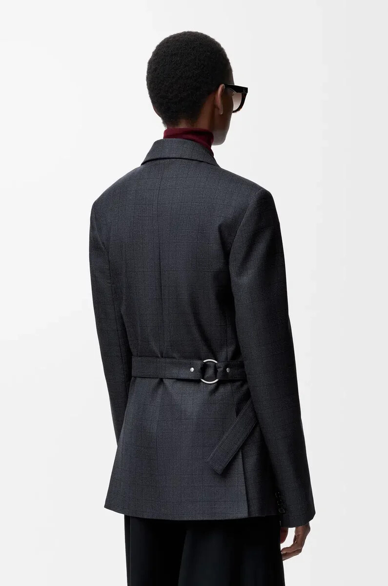 veste drapée en laine gris foncé