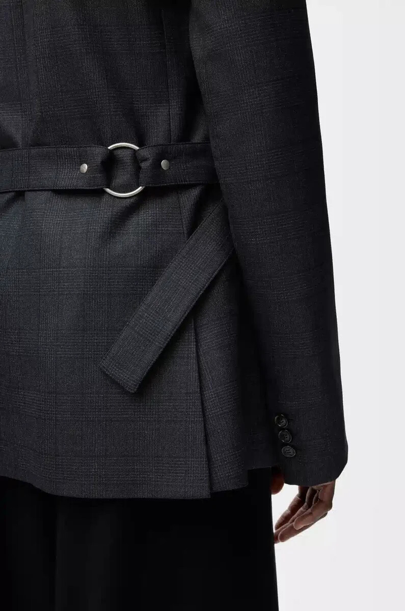 veste drapée en laine gris foncé