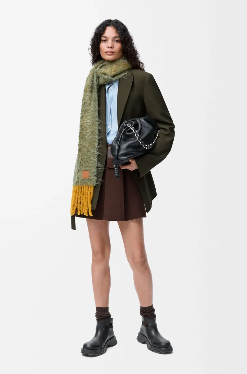 veste drapée en laine kaki vert