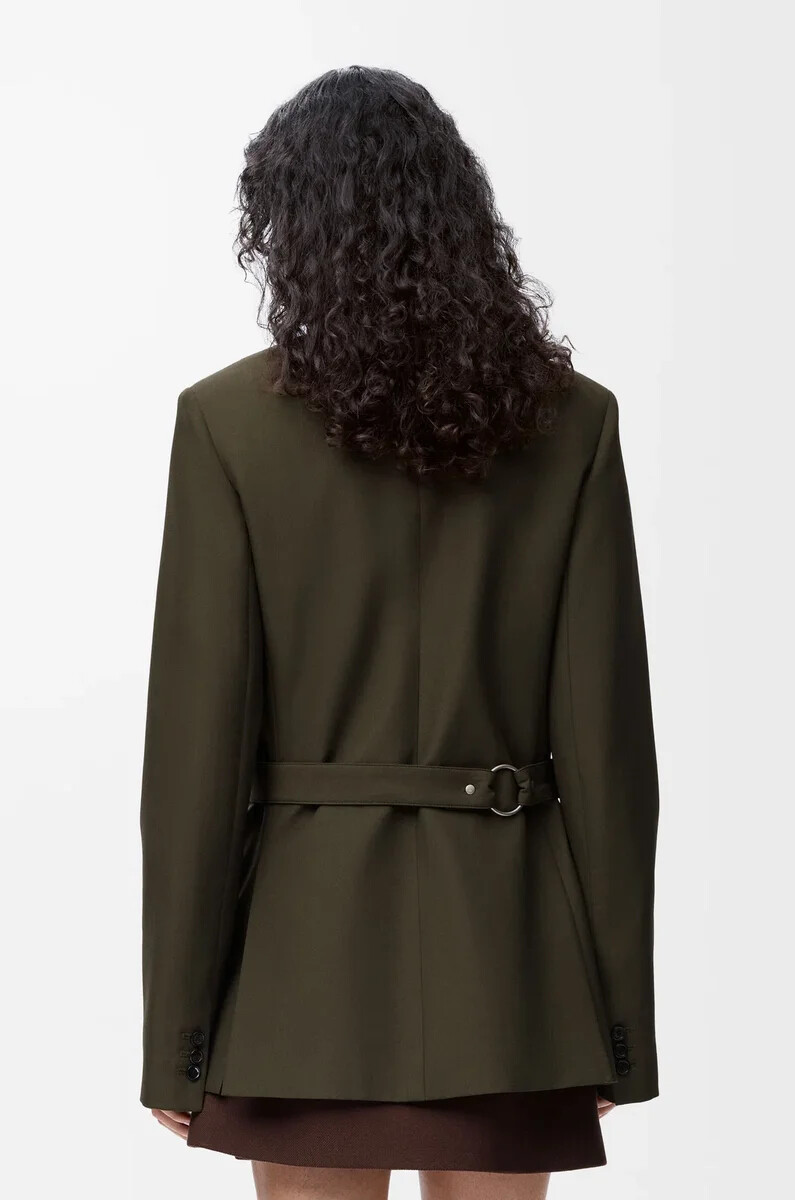 veste drapée en laine kaki vert
