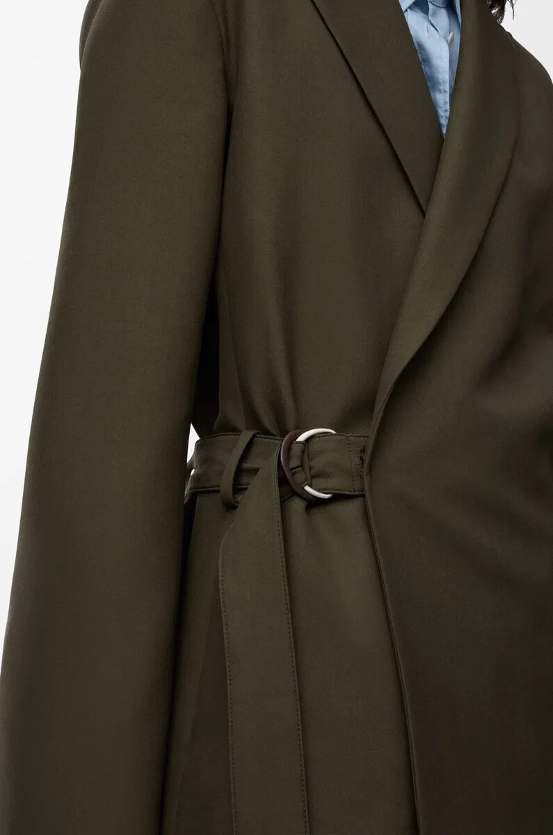 veste drapée en laine kaki vert