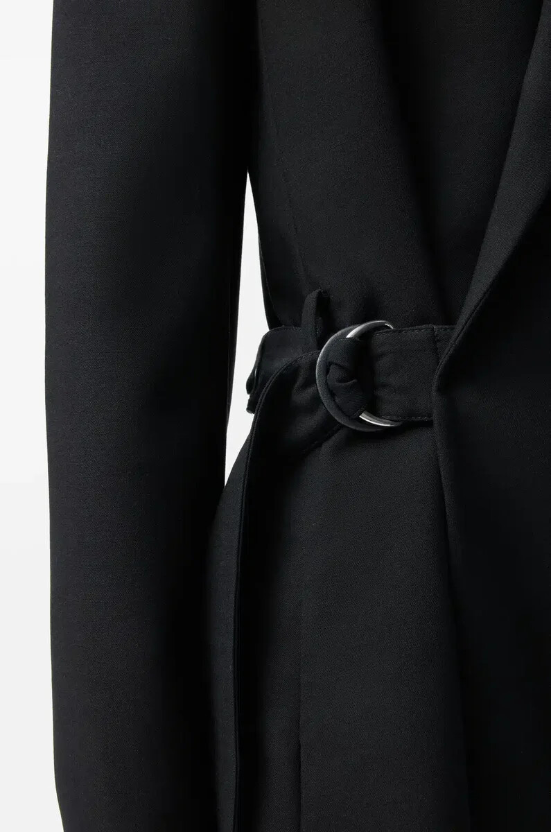 veste drapée en laine noire