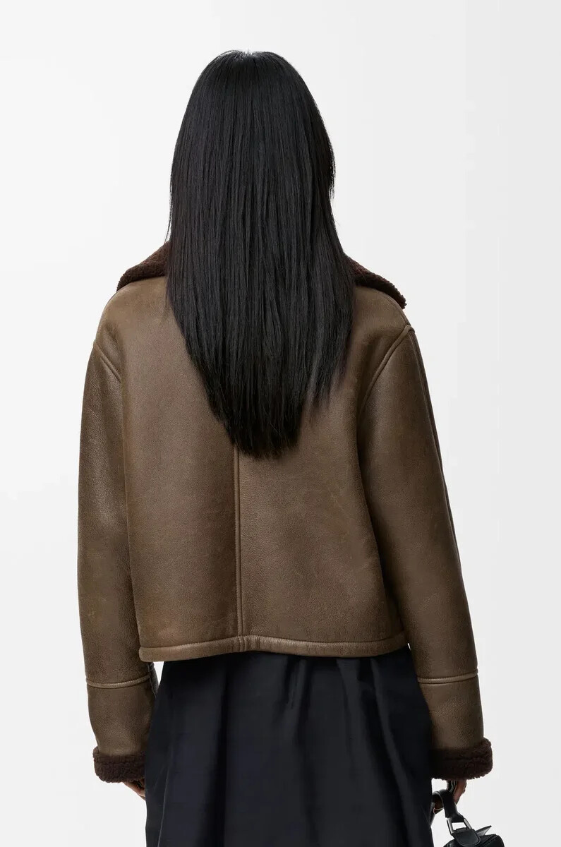 veste en peau lainée sauge