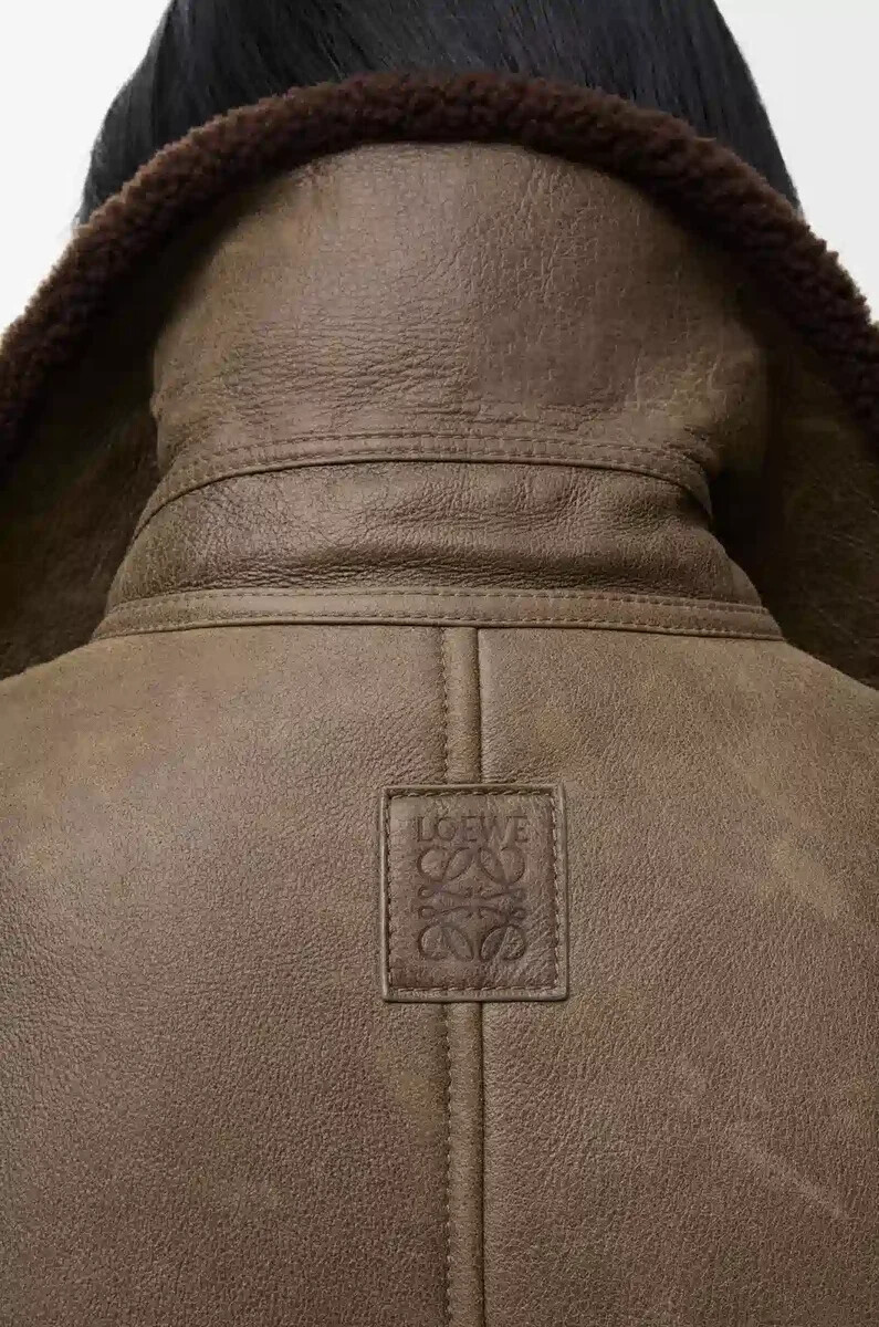 veste en peau lainée sauge