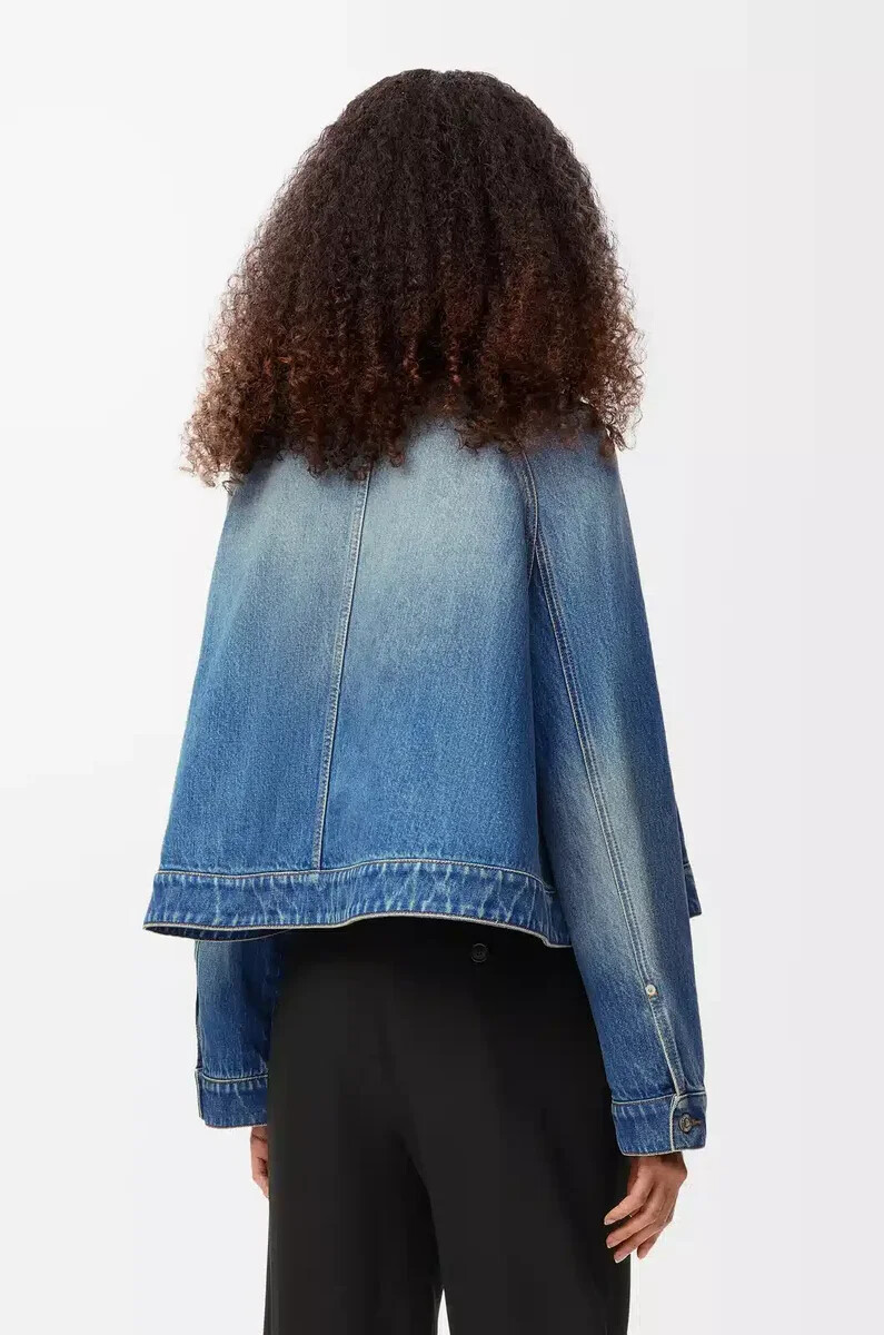 veste trapèze en denim bleu denim