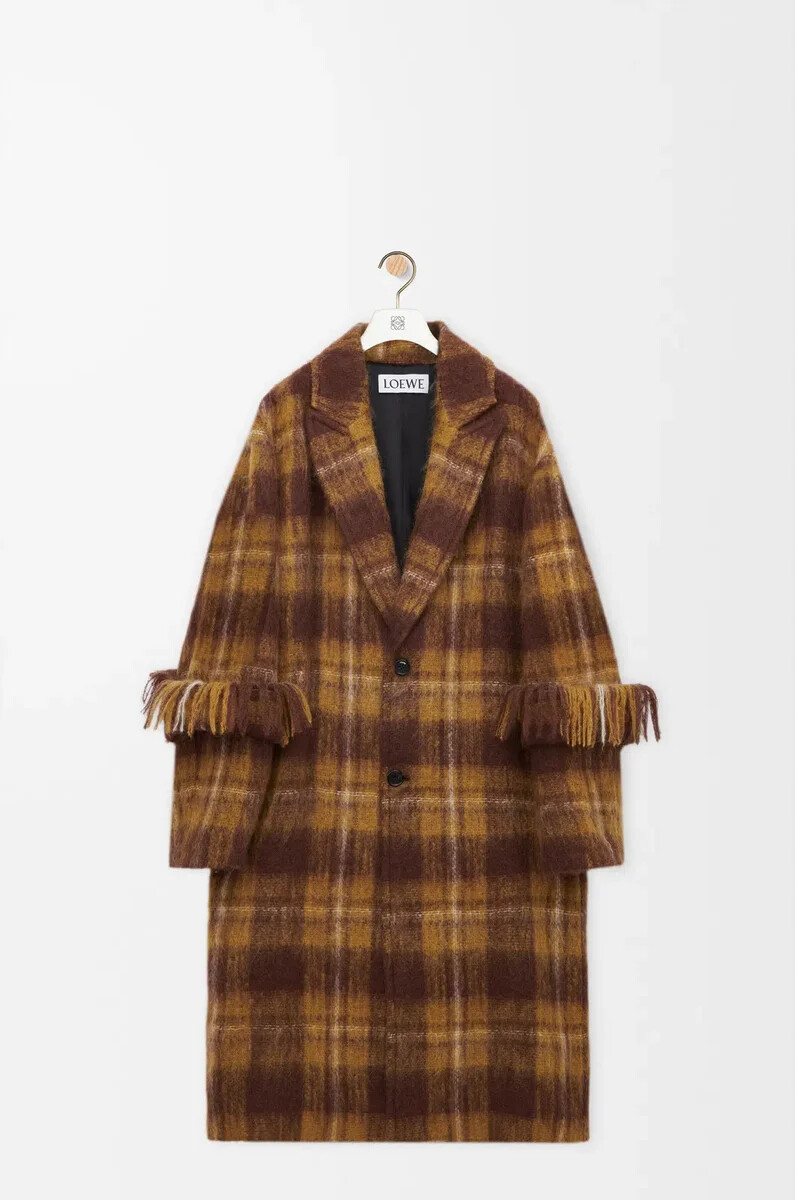 manteau en mohair et laine mélangés jaunemulticolore