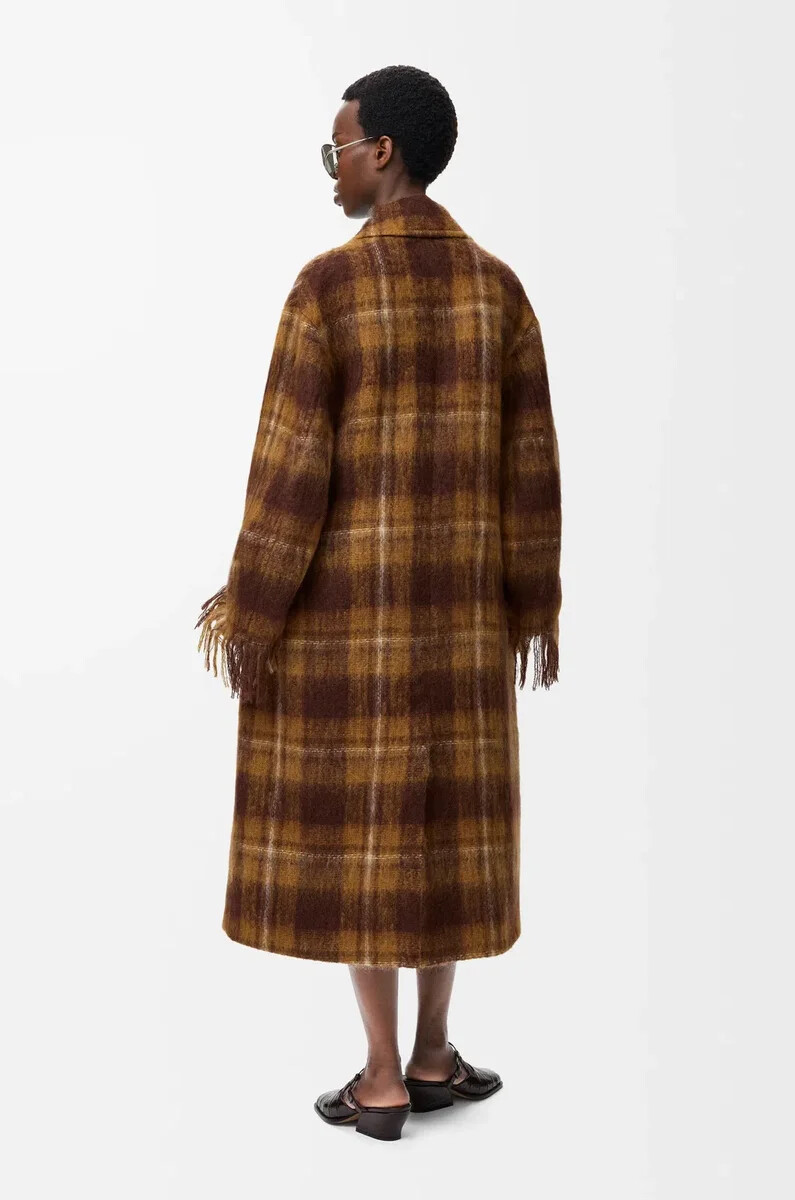 manteau en mohair et laine mélangés jaunemulticolore