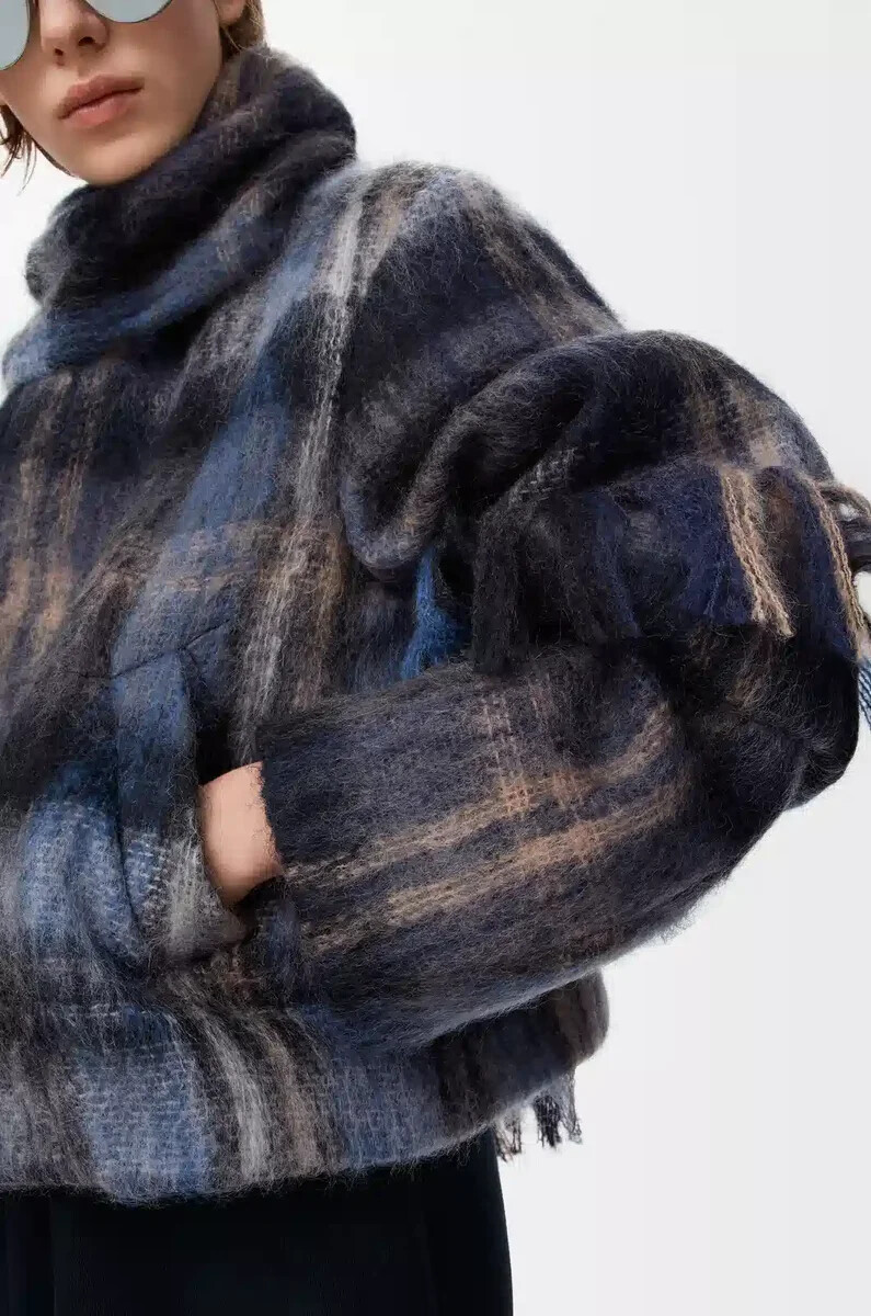 veste en mélange mohair et laine bleumulticolore