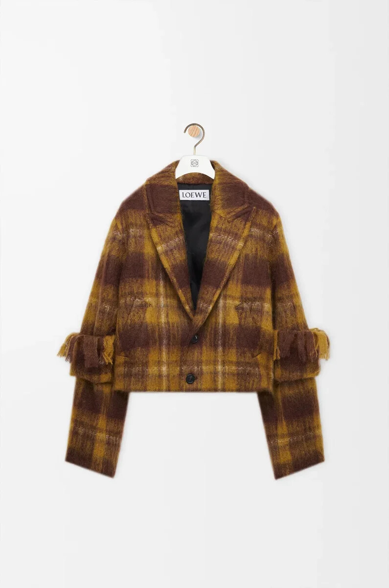 veste en mohair et laine mélangés jaunemulticolore