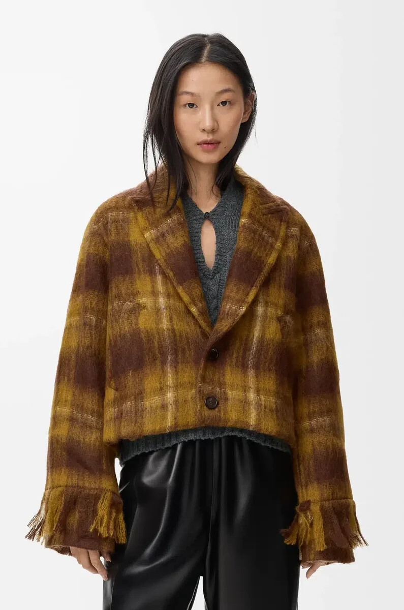 veste en mohair et laine mélangés jaunemulticolore