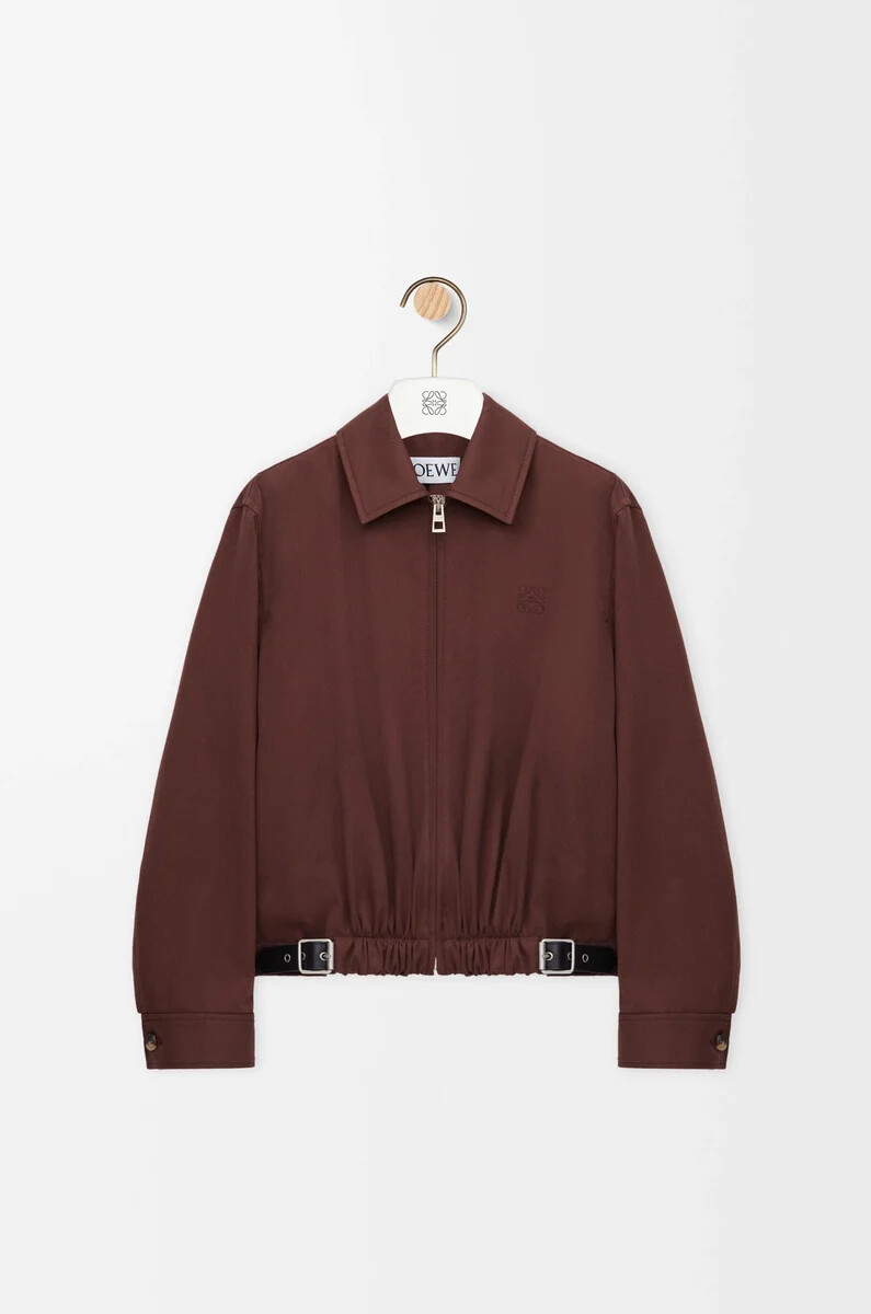veste ceinturée en coton et soie couleur café