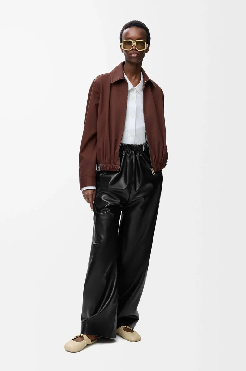 veste ceinturée en coton et soie couleur café