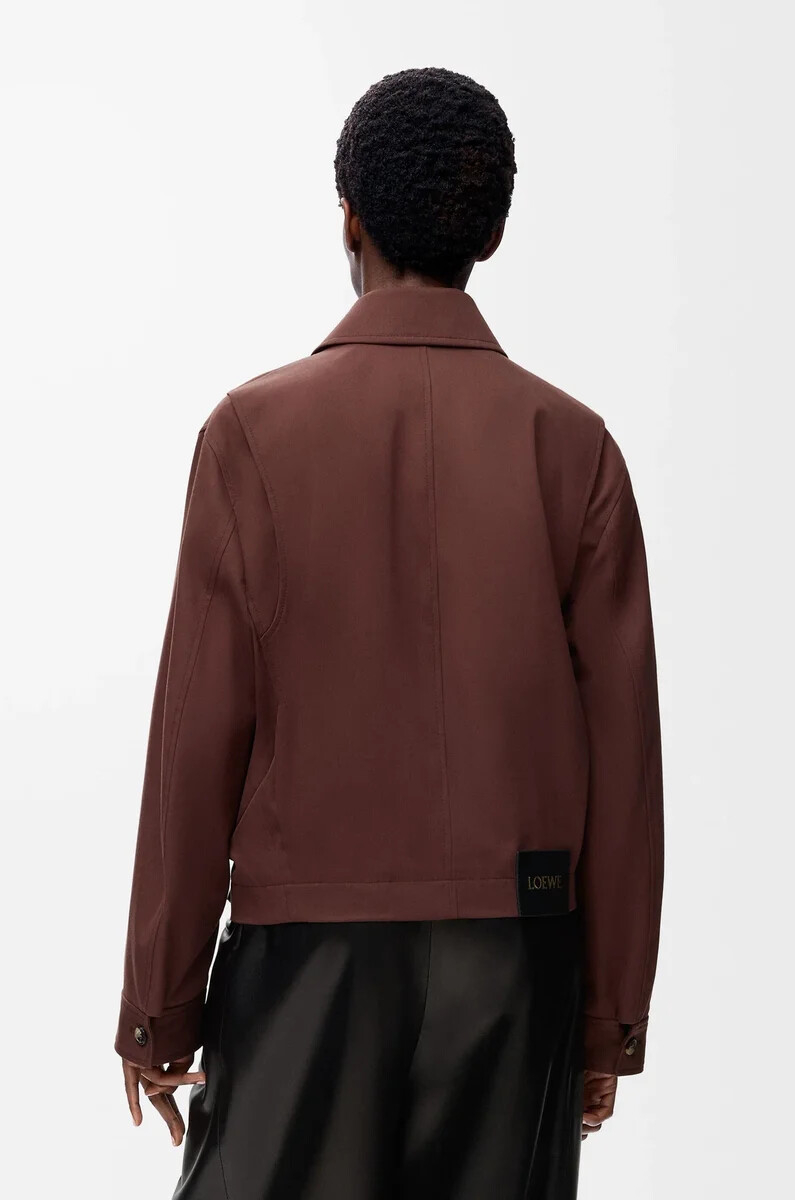 veste ceinturée en coton et soie couleur café