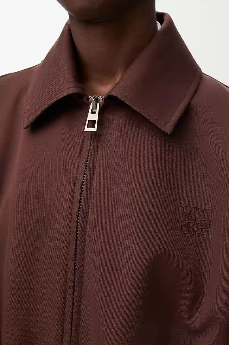 veste ceinturée en coton et soie couleur café