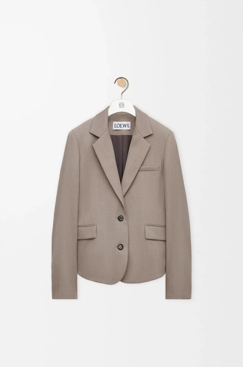 veste cintrée en laine beige chiné