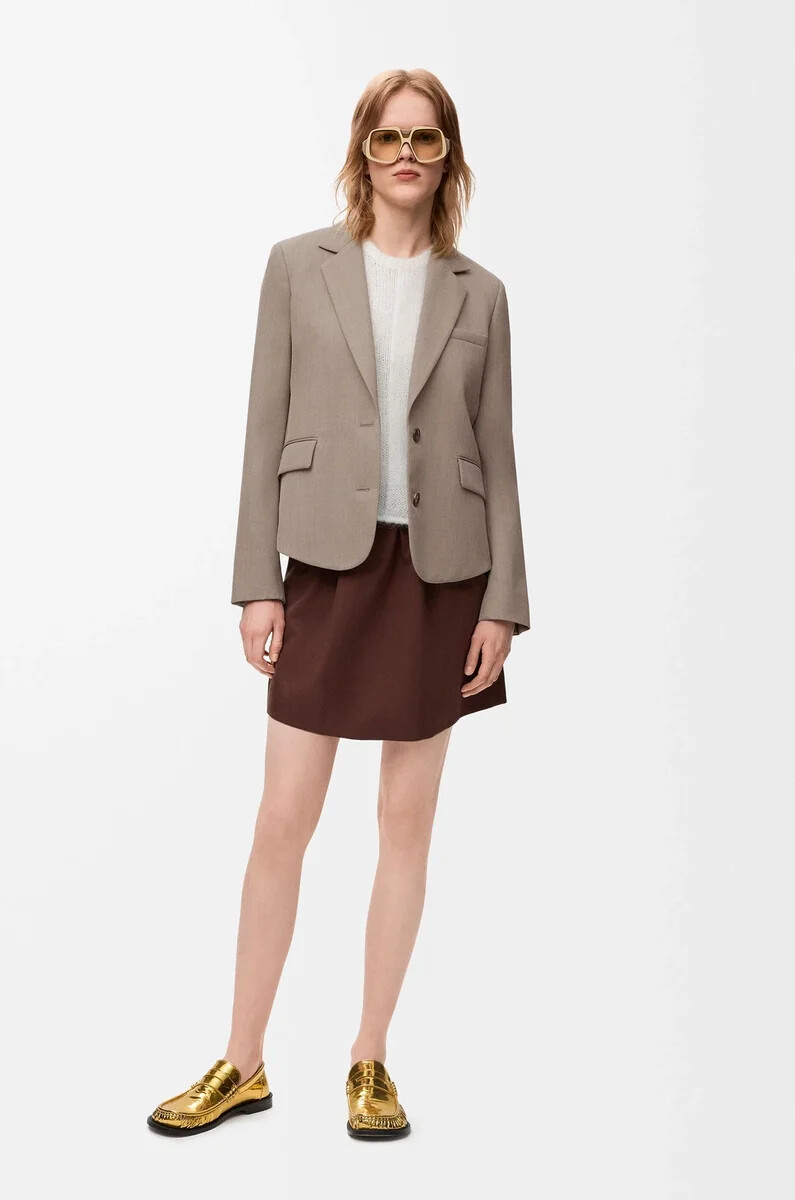 veste cintrée en laine beige chiné