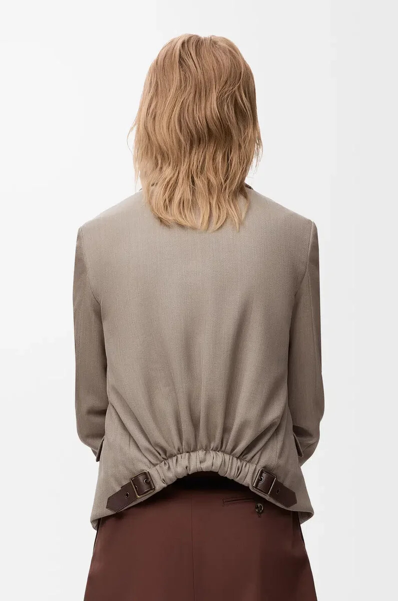 veste cintrée en laine beige chiné