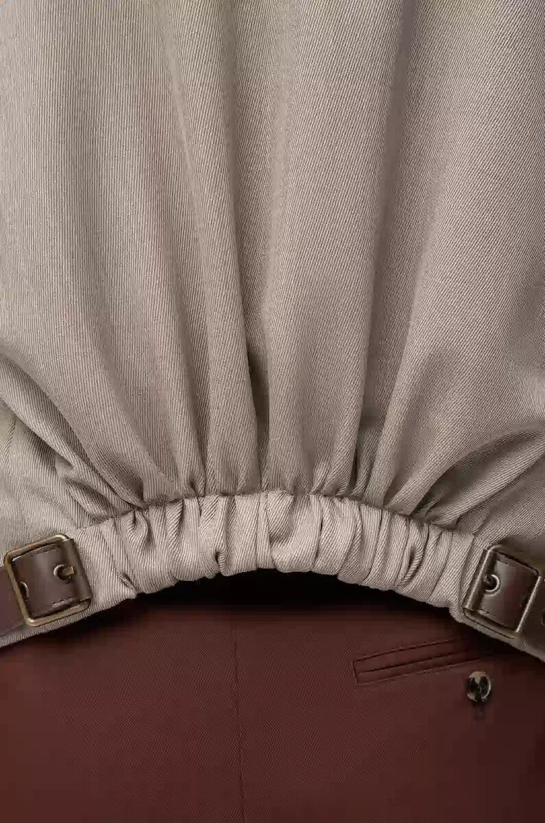 veste cintrée en laine beige chiné