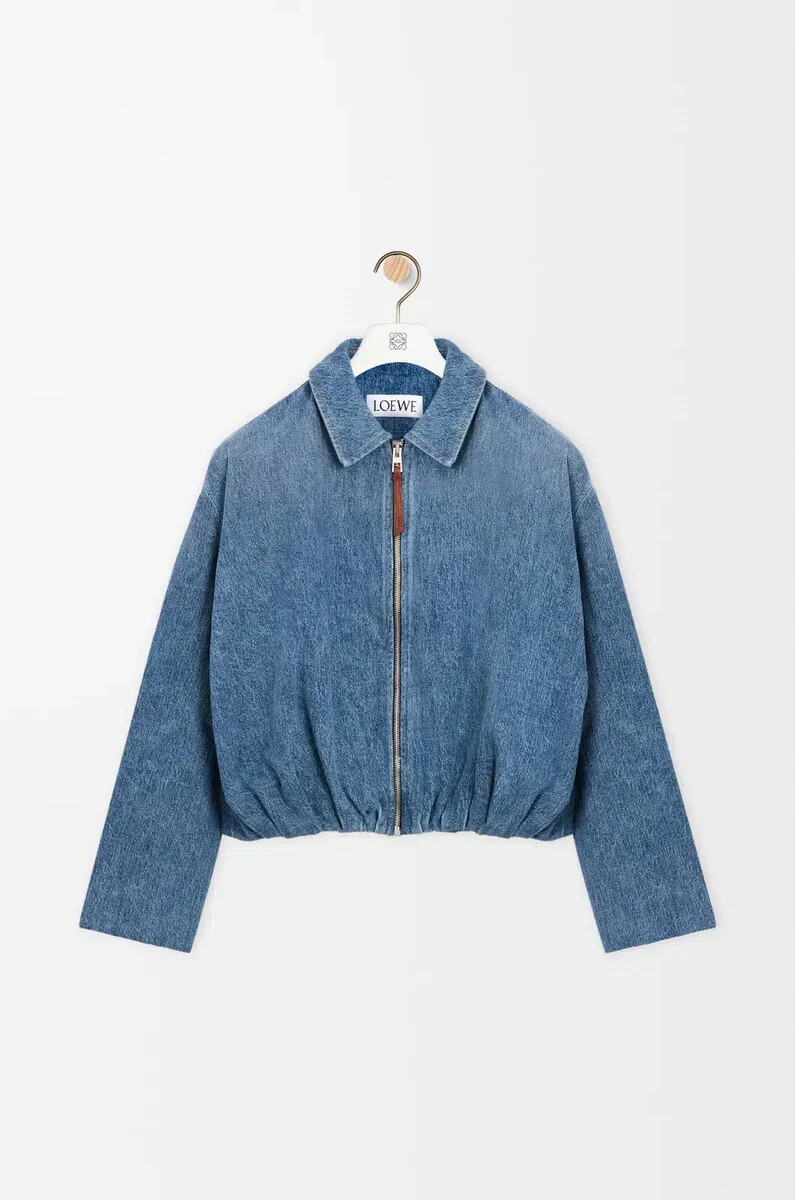 veste drapée en denim bleu indigo