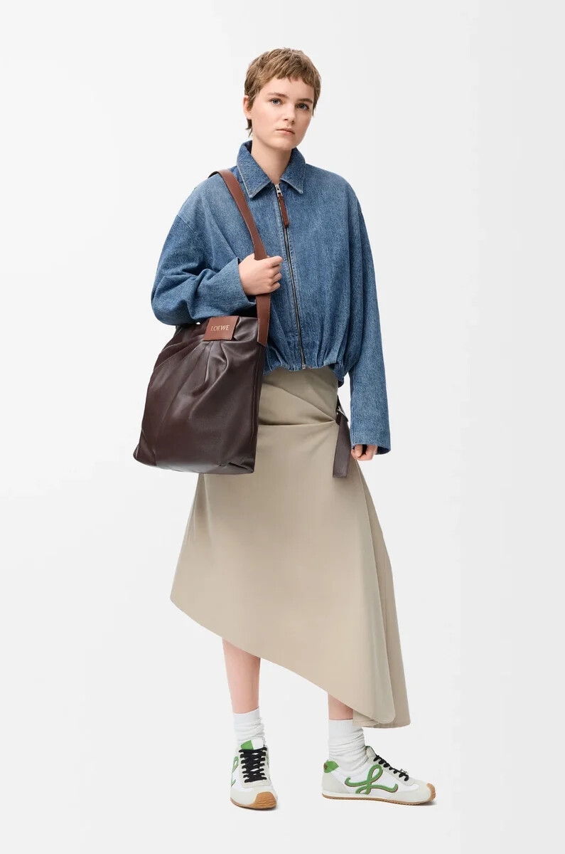 veste drapée en denim bleu indigo