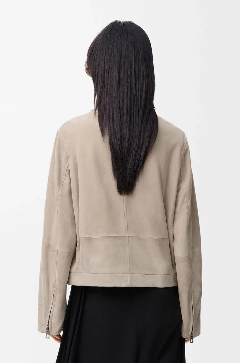 veste ceinturée en daim de chèvre beige foncé