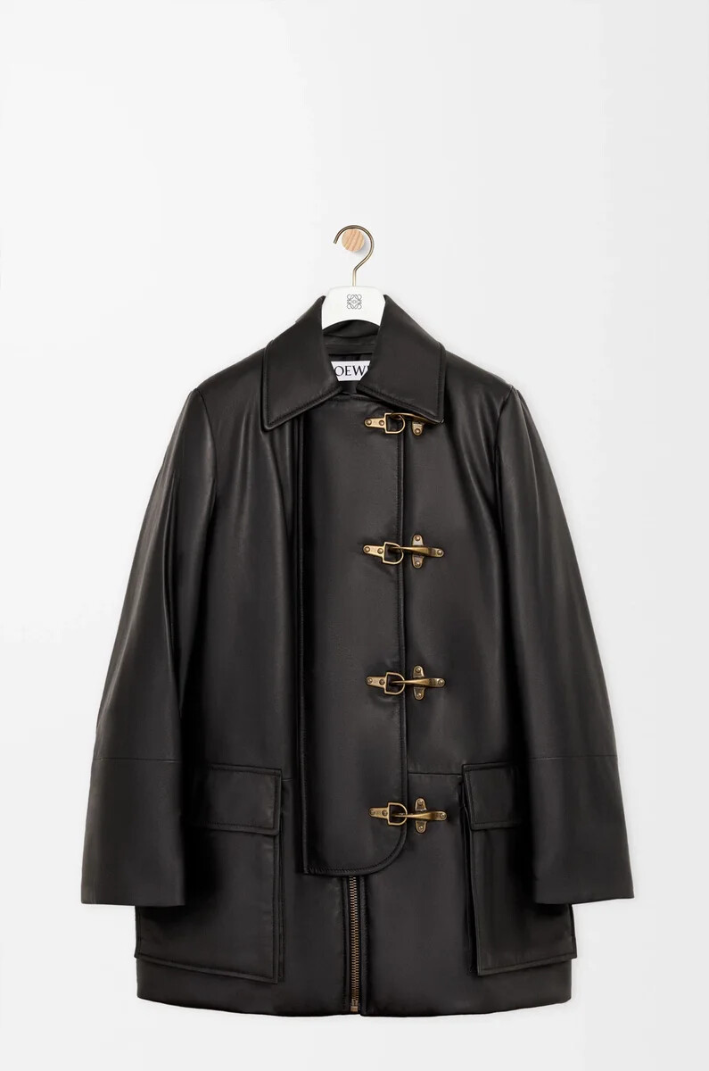 manteau en peau dagneau nappa noir