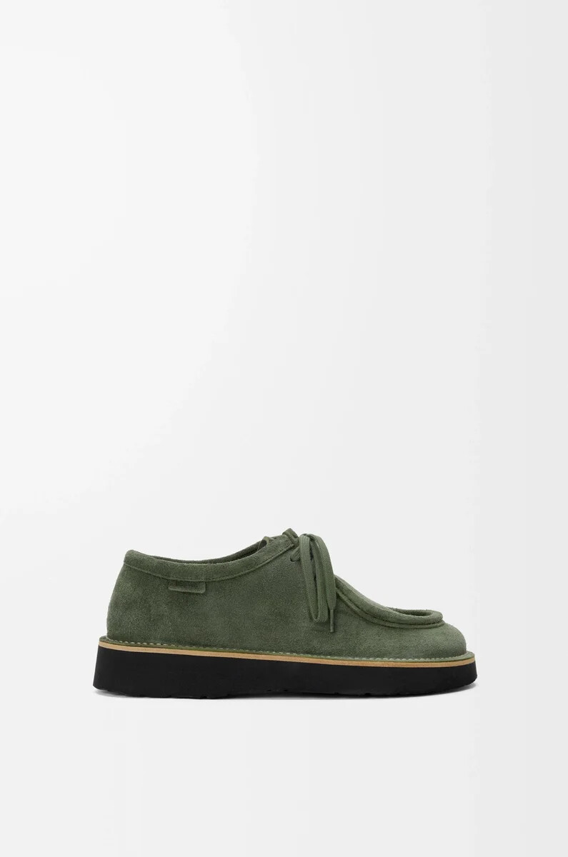 chaussures à lacets faro en veau daim couleur sauge