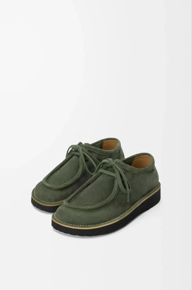 chaussures à lacets faro en veau daim couleur sauge