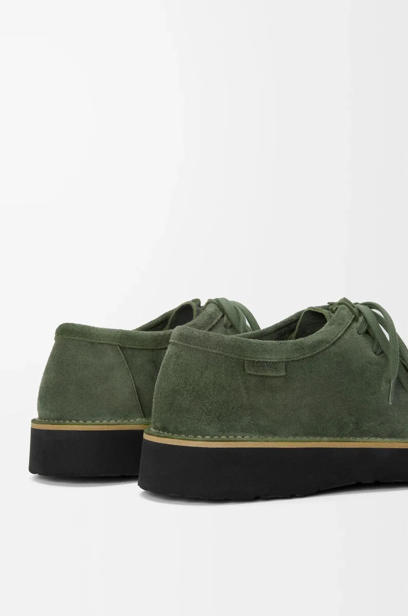 chaussures à lacets faro en veau daim couleur sauge