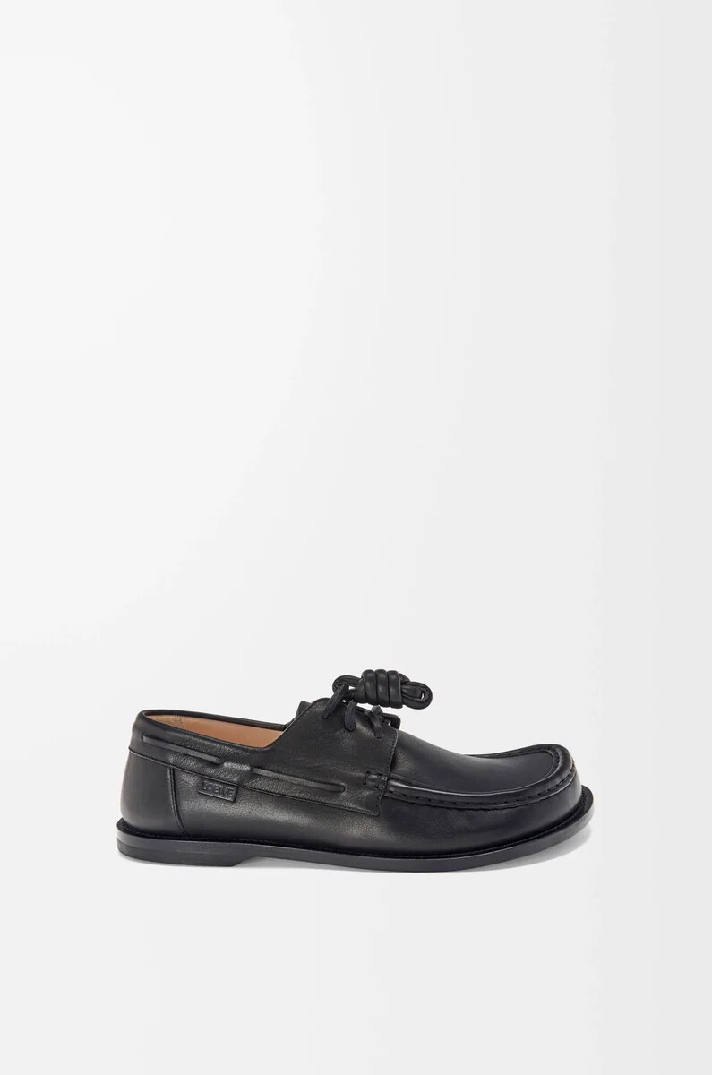 chaussure bateau campo en cuir de veau souple noir