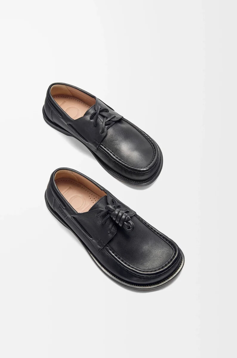 chaussure bateau campo en cuir de veau souple noir