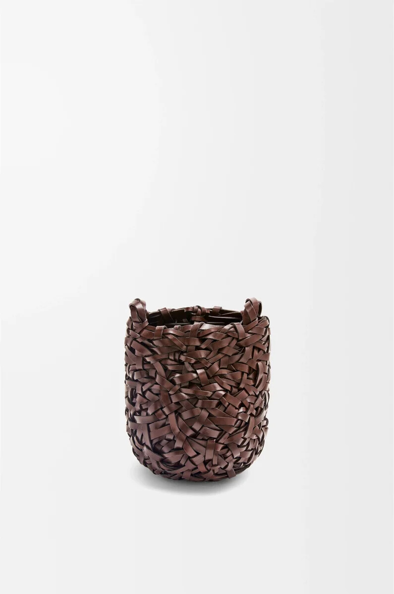 petit sac panier nest en cuir de veau couleur châtaigne