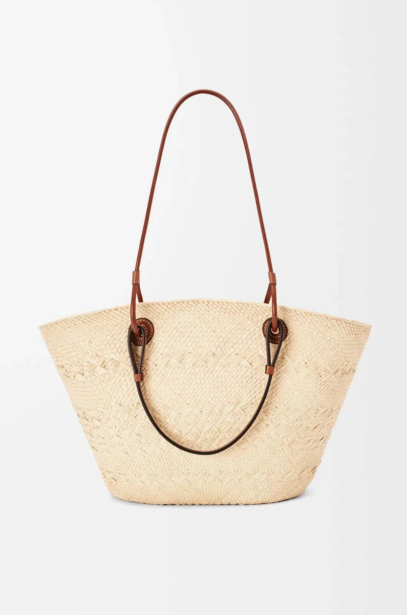 sac panier anagram moyen en cuir de veau et palmier iraca naturelbeige