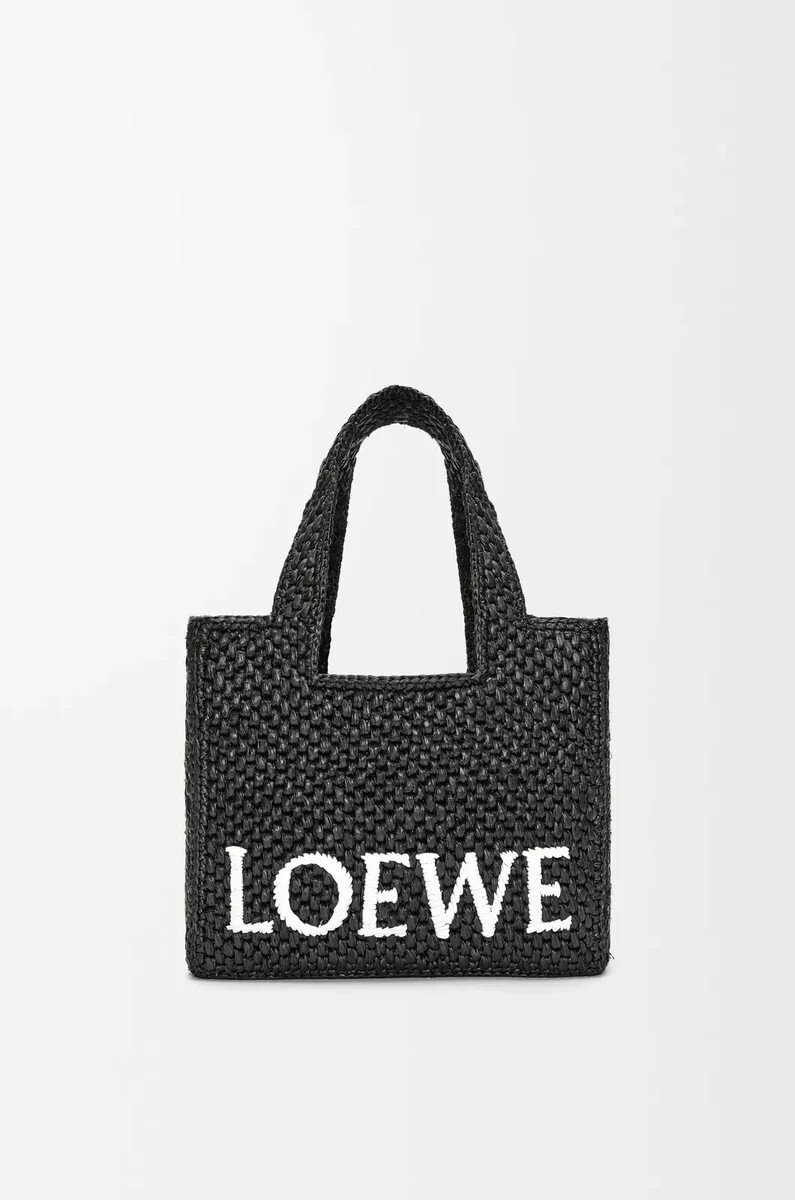 petit sac cabas loewe font en raphia noir