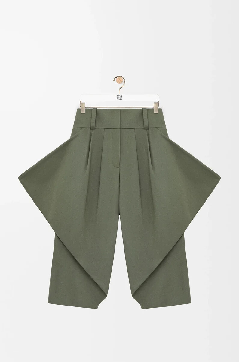 pantalon en coton kaki vert