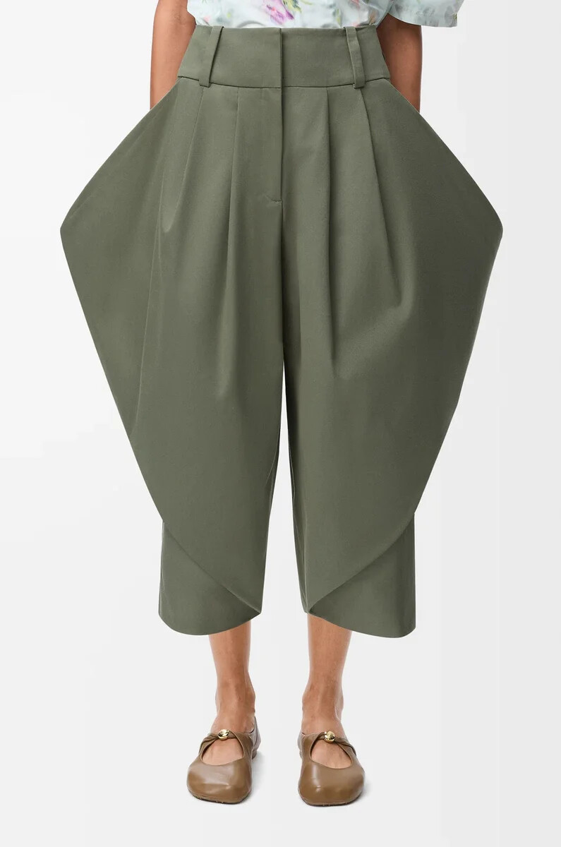 pantalon en coton kaki vert