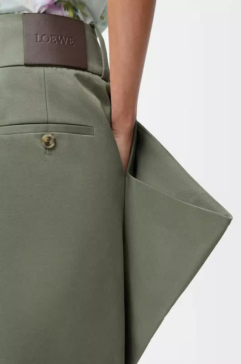 pantalon en coton kaki vert
