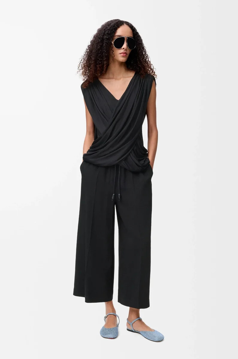 pantalon court en viscose stretch noire