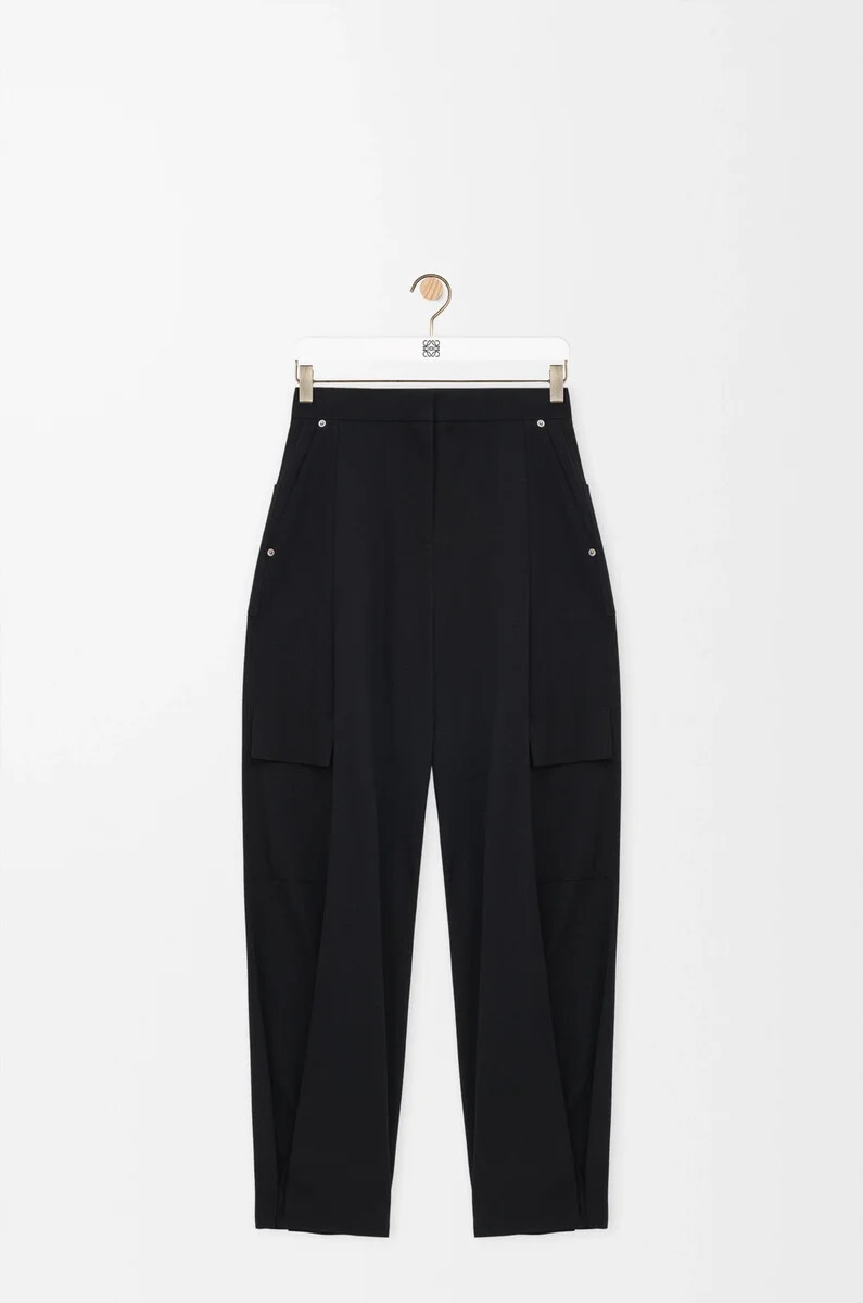 pantalon cargo en laine noire