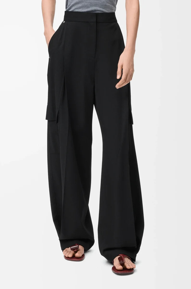 pantalon cargo en laine noire