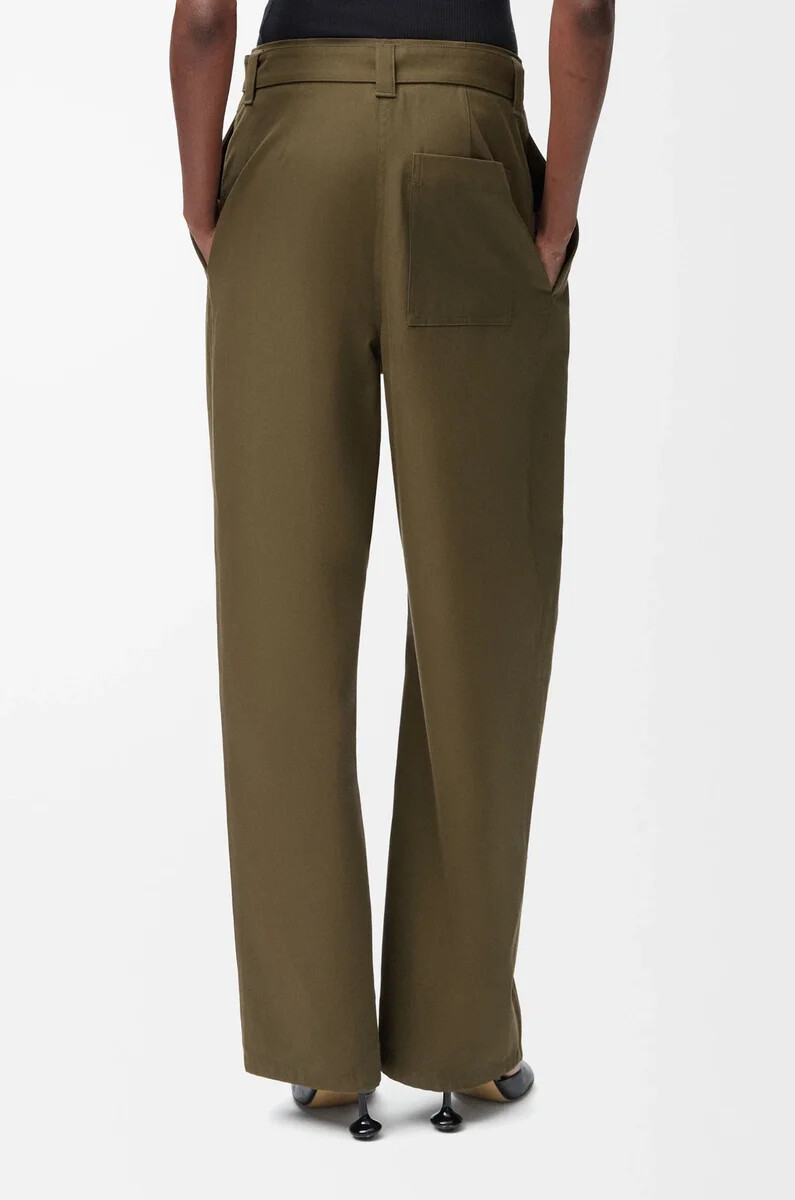 pantalon en coton et soie kaki