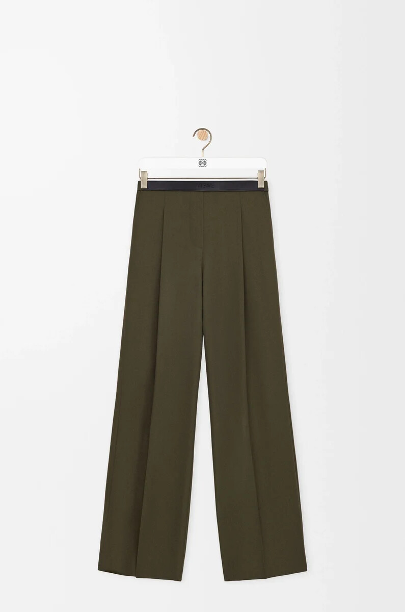 pantalon en laine kaki vert