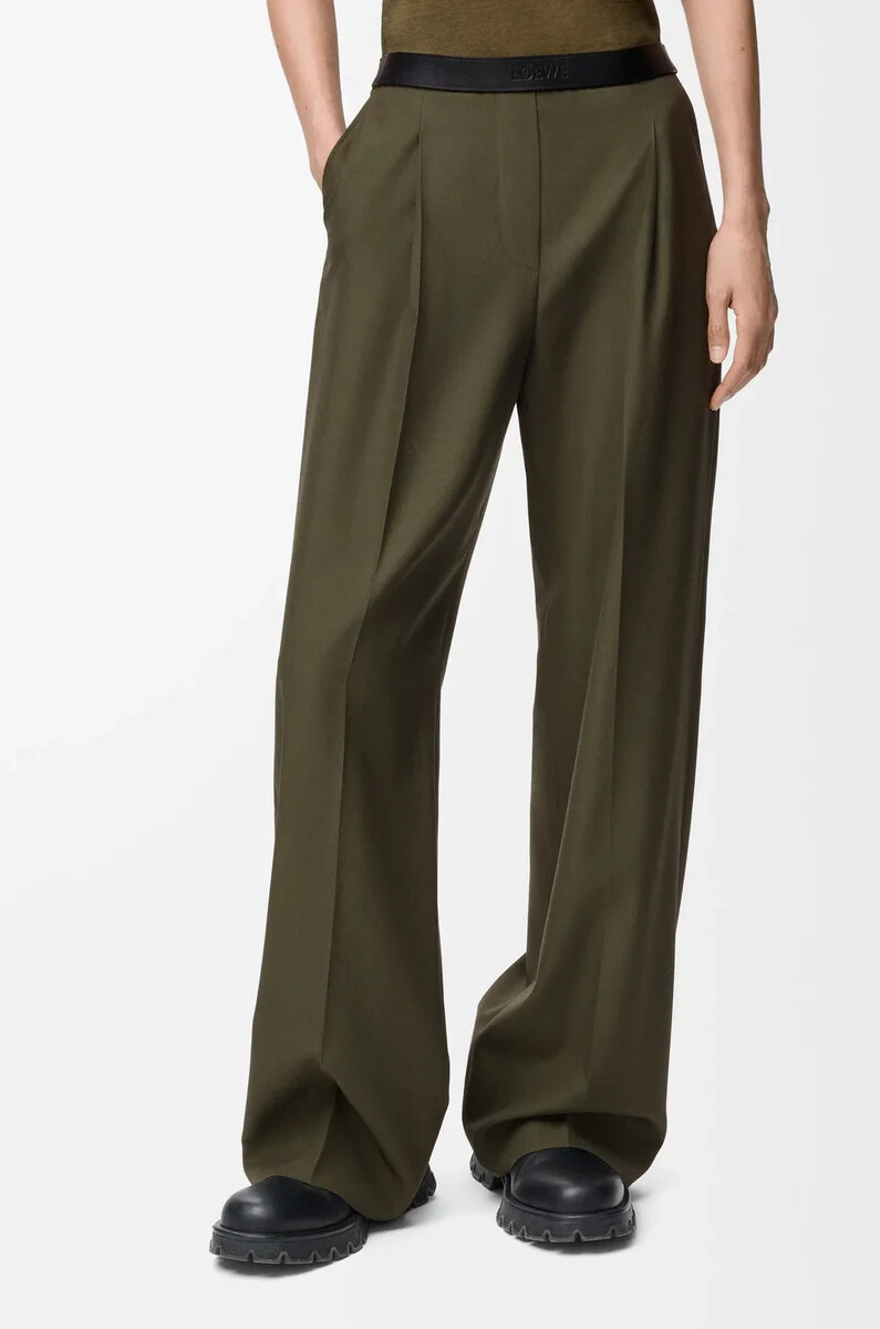 pantalon en laine kaki vert