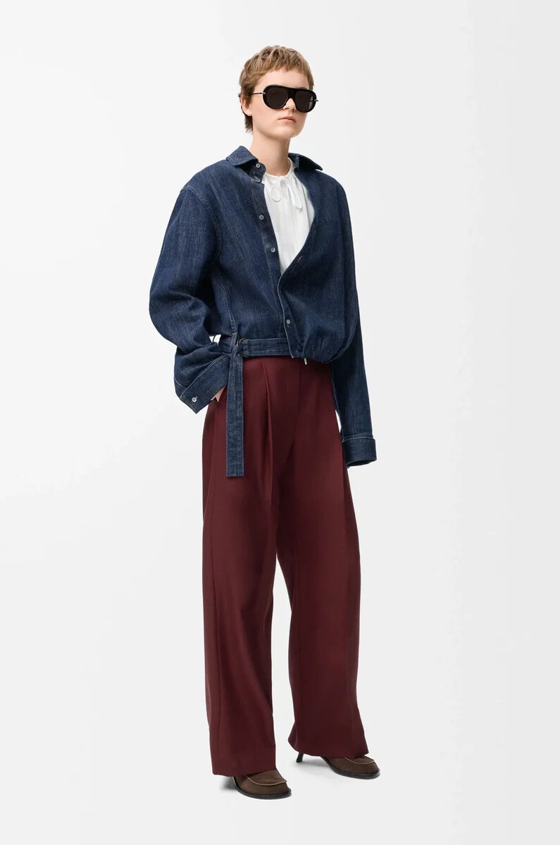pantalon en laine bordeaux