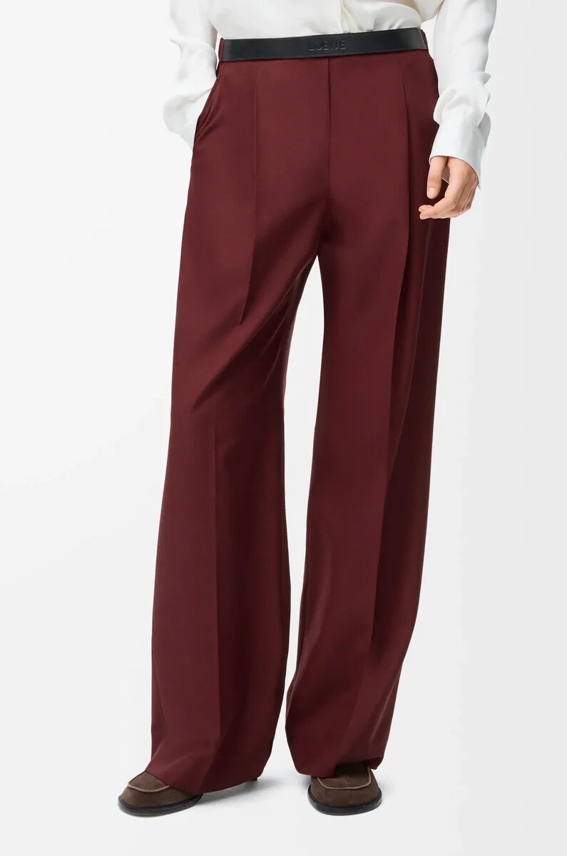 pantalon en laine bordeaux